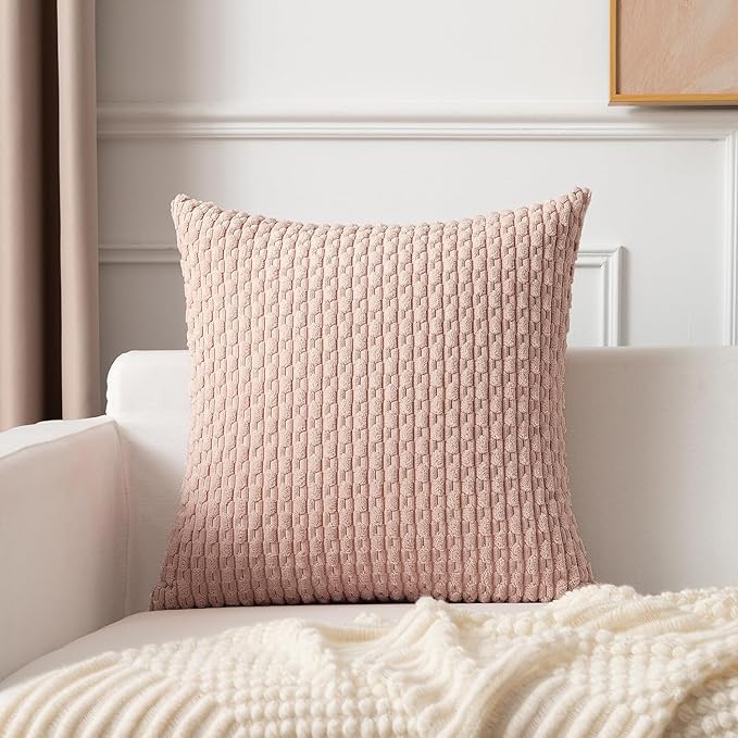 Kevin Textile 2 Packs Light Pink 26x26 Pillow Covers Euro Pillow Covers with Stripe Pattern Big Throw Pillow Covers for Valentines Day Gifts Couch Bedroom 66x66 cm