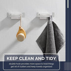 Angle Simple Bathroom Double Hook 2 PCS, SUS304 Stainless Steel Hand Towel Holder, Bath Towel Hanger, Modern Robe Hook for Wall, Brushed Nickel