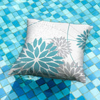 Blue and Grey Floral Pillow Covers 16x16 Set of 2 Outdoor Waterproof Decorative Throw Pillows Summer Pillow Covers Polyester Cushion Case Decor for Couch Patio Funiture Garden Porch 011A16