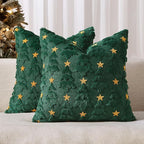 MIULEE Christmas Pillow Covers 16x16 Inch Set of 2, Dark Green Christmas Tree Plush Faux Fur Pillowcases Soft Decorative Throw Pillow Cases for Couch Sofa Living Room Winter Xmas Holiday Home Decor
