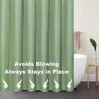 Boho Shower Curtain Set, Waterproof Fabric Shower Curtains, Luxury Hotel Style, Waffle Texture, Heavy Duty, Extra Long Bath Curtain, No Hook, Bathroom Decor, 72x36 Inch, SageGreen