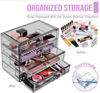 Sorbus Makeup Organizer - 4 Drawer Acrylic Make Up Organizers and Storage for Cosmetics, Jewelry, Beauty Supplies, Clear Makeup Organizer for Vanity, Girl's Room, College Dorm, Counter, Bathroom Sinks