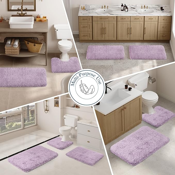 Walensee Large Bathroom Rug (24 x 36, Lavender) Extra Soft and Absorbent Shaggy Bath Mat Machine Washable Microfiber Non Slip Luxury Floor Mat