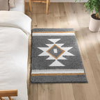Boho Bathroom Rugs Grey Bath Mat Non Slip Soft Absorbent Bath Rug, Western Geometric Luxury Plush Floor Mat for Farmhouse Bathroom Shower Kitchen Modern Decor, 24x36