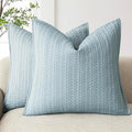 Foindtower Set of 2 Decorative Cotton Waffle Weave Throw Pillow Covers Euro Shams Cushion Covers Accent European Pillowcase for Bed Couch Sofa Bedroom Living Room Home Decor 26×26 Inch Light Blue