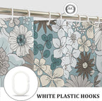 Floral Shower Curtain Rustic Various Floral Plant Curtain for Bathroom Tropical Botanical Farmhouse Waterproof Decor Shower Curtain with Hooks 72x72Inch