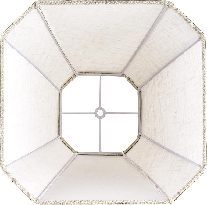 GO&SO Set of 2 Light Beige Lampshade Octagonal Bell Lamp Shades 6.5" Top x 13" Bottom x 11.2" Slant High x 10.5'' Vertical High, Linen Lamp Shade for Table & Floor Lamps - Hand Crafted - Spider Fitter