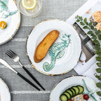 Melamine Salad Plates Set of 4, Salad/Dessert Plate for Outdoor/Indoor Use, Shatterproof, BPA Free, Dishwasher Safe Small Dinner Plates, Marine Life
