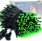 JMEXSUSS 200 LED Halloween Lights Outdoor, 66ft Connectable Green String Lights Plug in, 8 Modes Waterproof Green Christmas Lights for Outside, Indoor, Yard, St Patrick's Day, Xmas, Halloween Decor