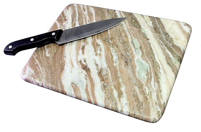 Marble Chopping Board Cutting Board Cheese Board Cheese Platter Kitchen Appliance Wine Serve-ware Birthday Anniversary Corporate Gift (9" x 12" - Beige)
