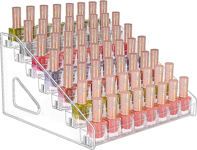 JessLab Nail Polish Organizer Sunglass Organizer, 84 Bottles of 7 Layers Acrylic Display Rack Eyeglasses Storage Essential Oil Holder Cosmetic Display Case Sunglasses Eyewear Shelf Tray
