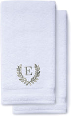 Decorative and Monogrammed Hand Towels for Bathroom Kitchen Makeup | Personalized Gift for Wedding-Bridal | Roman Font Custom Luxury Turkish Towel | Spa Collection, Oversized, 16 X 30 Inch, Set of 2
