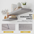 55 Inch Floating Shelves, 9.3" Deep Floating Shelf Wall Mounted, 56" Wall Shelves, Rustic Deep Bookshelf, Large Display Shelves & Storage Shelves for Bedroom, Living Room, Gray, Set of 1