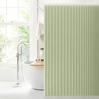 Jubilantex Folding Linen Shower Curtain for Bathroom Sage Waterproof Shower Curtain 1 Panel with 14 Metal Grommets and 1 Tie Back for Hotel,70"x70"