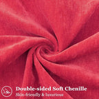 decorUhome Christmas Couch Throw Pillow Covers 26x26 Set of 2, Decorative Soft Euro Neutral Chenille Pillow Covers with Elegant Design for Sofa Bed Living Room Home Decor, Red