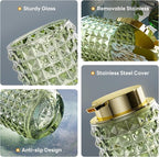 Bathroom Sets with Shower Curtain and Rugs and Accessories, Glass Bathroom Accessories Set Green Bathroom Set Bathroom Sets, Green Bath Mat and Diamond Soap Dispenser for Bathroom Decor