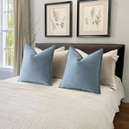 MIULEE Pack of 2 Light Blue Decorative Pillow Covers 18x18 Inch Soft Chenille Luxurious Couch Throw Pillows Farmhouse Cushion Covers with Elegant Design for Sofa Bedroom Living Room Home Decor
