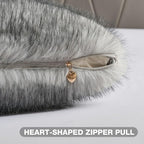FUTEI Grey Decorative Throw Pillow Covers 18x18 Inch Set of 2,Soft Faux Raccoon Fur Textured Cushion Case,Modern Home Luxurious Decor for Couch Bed Living Room