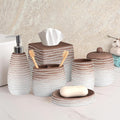 6-Piece Bathroom Accessories Set – Soap Dispenser, Toothbrush Holder, Tumbler, Soap Dish, Cotton Swab Jar & Toilet Brush – Modern Bathroom Decor Set (Antonetta)