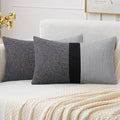 Adabana Stripe Pillow Covers 12x20 Set of 2 Square Patchwork Linen Decorative Lumbar Throw Pillow Covers Modern Farmhouse Decor Pollowcases for Couch Sofa Bedroom,Grey Stripe
