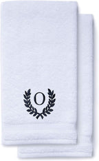 Decorative and Monogrammed Hand Towels for Bathroom Kitchen Makeup | Personalized Gift for Wedding-Bridal | Roman Font Custom Luxury Turkish Towel | Spa Collection, Oversized, 16 X 30 Inch, Set of 2