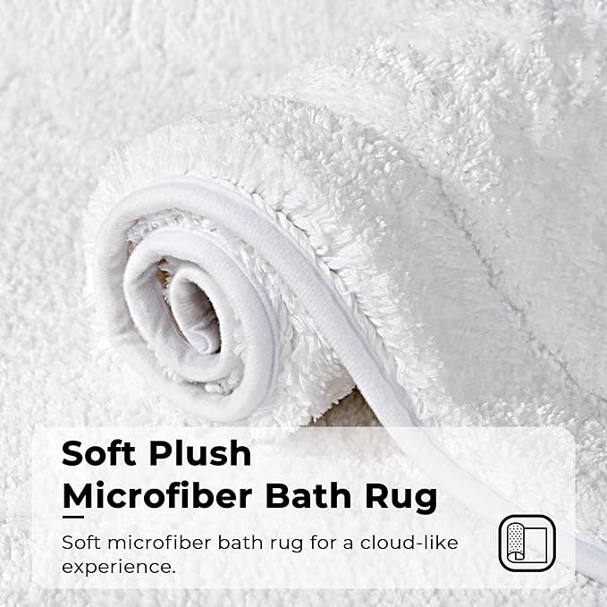 GRANNY SAYS Microfiber Bathroom Rugs Non Slip Washable, Water Absorbent Bathroom Mats for Tub, Soft Bath Mats for Bath Floor & Shower, 24" x 36", White Bath Rugs