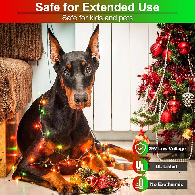 100FT 300 LED Christmas Lights Outdoor, Plug in Christmas Tree Lights with 8 Modes Waterproof, Green Wire String Twinkle Lights for Indoor House Yard Garden Xmas Party Holiday Decorations, Red Green