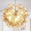 Longree Champagne Bubble Ball Chandelier, Dia 20 inch Blown Glass Cognac Glass Pendant Light Fixture for Bedroom Study Bathroom Foyer Entryway Lamp