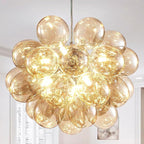 Longree Champagne Bubble Ball Chandelier, Dia 20 inch Blown Glass Cognac Glass Pendant Light Fixture for Bedroom Study Bathroom Foyer Entryway Lamp