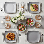 TP 10.5" Melamine Square Dinner Plates, 6-piece Plate Set Unbreakable Serving Dishes for Indoors and Outdoors, Unbreakable Dinner Service for 6, Gray