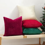 Simmore Decorative Fall Throw Pillow Covers 20x20 Set of 2, Soft Natural Plush Flannel Double-Sided Fluffy Couch Pillow Covers for Sofa Living Room, Burgundy