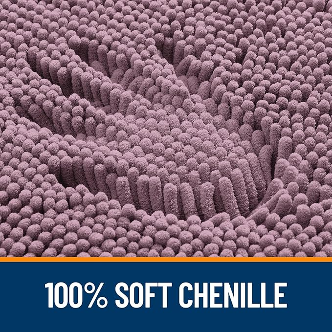 OLANLY Bathroom Rugs 70x24, Extra Soft Absorbent Chenille Bath Rugs, Rubber Backing Quick Dry, Machine Washable Bath Mats for Bathroom Floor, Tub and Shower, Home Decor Accessories, Deep Plum