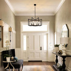 8-Light Large Black Chandelier,Dining Room Light Fixture Geometric Metal Modern Chandelier,Hanging Industrial Metal Chandelier for Kitchen Island Entryway Stairway Foyer Hallway.