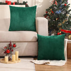 Simmore Decorative Throw Pillow Covers 12x20 Set of 2, Soft Natural Plush Flannel Double-Sided Fluffy Lumbar Pillow Covers for Couch Sofa Living Room, Green