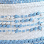 18x18 Boho Blue Decorative Pillow Cover with Cording and Tassels Handmade Accent Woven Textured Square Throw Pillow Case for Couch Sofa Farmhouse Living Room Home Decor