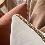 Decorative Neutral Linen Throw Pillow Covers 20x20 Inch Set of 2, Boho Farmhouse Pillow Covers with Braid Fringe for Sofa Bed Modern Couch Pillow Cases for Organic Home Decor