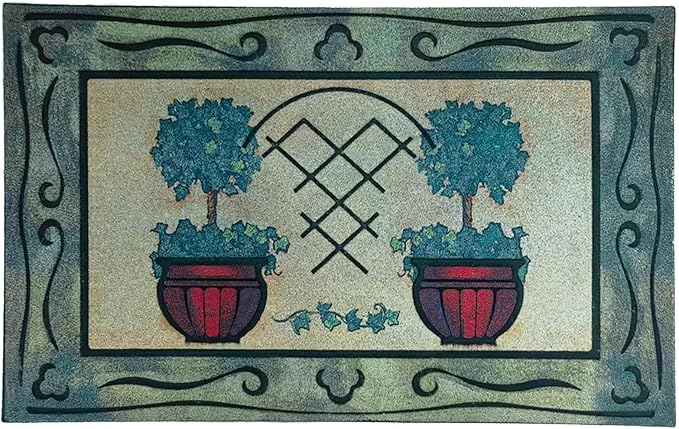 CHICHIC Door Mat, Welcome Mat 18x 30 Inch Front Door Mat Outdoors for Home Entrance Outdoors Mat for Outside Entry Way Doormat Entry Rugs, Heavy Duty Non Slip Rubber Back Low Profile, Pot Plant