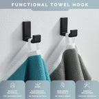 Angle Simple Bathroom Towel Hooks, SUS 304 Stainless Steel Robe Coat Holder Hanger Wall Mounted, Matte Black, 4 Pack