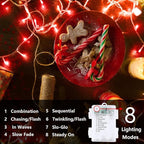 2 Pack Christmas String Lights Battery Operated with Timer, 66FT 200 LED Waterproof Twinkle Lights, 8 Modes Fairy Light for Indoor and Outdoor Bedroom Garland Tree Christmas Decorations (Red)