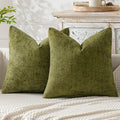 MIULEE Pack of 2 Couch Throw Pillow Covers 18x18 Inch Olive Green Modern Boho Accent Decorative Pillow Covers Soft Chenille Farmhouse Cushion Covers for Home Decor Bed Sofa Living Room