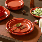GZG 8 Inch Ceramic Dinner Salad Plates Set of 4, Rustic Matte Glaze Stoneware Dinnerware Set, Microwave & Dishwasher Safe, for Salad, Dessert, Appetizer, Everyday Use(Terracotta Blush)