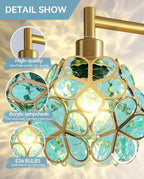 Flower Petals Tiffany Style Floor Lamp, Modern Green Flower Standing Lamp for Living Room, Vintage Acrylic Tall Lamp Decoration for Living Room,Corner, Bedroom(Bulb Included)
