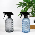 12Oz Glass Plant Spray Bottle, Gem Pattern Glass Sprayer, Watering Can with Black Plastic Top Pump, Handheld Watering Can for Indoor Outdoor Potted Plants and Greenery (Blue)