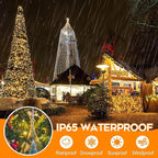 100 LED Christmas String Lights, 33 FT Connectable Waterproof String Lights Green Wire with Timer Memory Function & 8 Modes, for Indoor Outdoor Xmas Trees Party Garden, WarmWhite