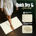 Pearl Linens Pack of 2 100% Cotton Bath Mat 18x25 inches, Soft & Absorbent Quick Dry Bathroom Mats Set, Not Bathroom Rugs, After Shower Mats, Bath Tub Mat, 687 GSM, Machine Washable, Ivory