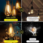 OHLUX Bistro String Lights Outdoor, 60FT Deck Lights with 32 Shatterproof ST38 Vintage Edison Bulbs, 2200K Warm Dimmable Connectable LED Light String for Outside Porch Yard Gazebos Balcony Garden