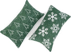 2 Pack Soft Chenille Christmas Reversible Throw Pillow Covers 12x20, Holiday Double-Sided Snowflake & Tree Cushion Cases for Sofa Couch Living Room(Green,20x12)