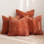 MIULEE Fall Pack of 4 Couch Throw Pillow Covers 18x18 Inch Burnt Orange Soft Decorative Chenille Pillow Covers Farmhouse Accent Cushion Covers for Boho Home Decor Sofa Bedroom Living Room