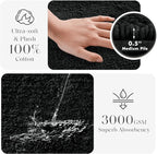 Madison Park Splendor Reversible 100% Cotton Tufted Bathroom Rug-3000 GSM Hotel Quality Luxurious Plush Medium Pile Bath Mat Absorbent, Quick Dry, Shower Room Décor, 24x60 Black