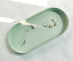 Green Small Tray (11.8 inch), Oval Tray for Kitchen Counter, Bathtub Bathroom Vanity Items, Countertop Organizer, Coffee Accessory, Bar, Serving Seasoning, Salt and Pepper, Soap, Perfume.